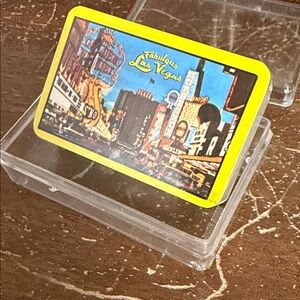 Fabulous Las Vegas Vintage Souvenir small deck playing cards. Yellow Border